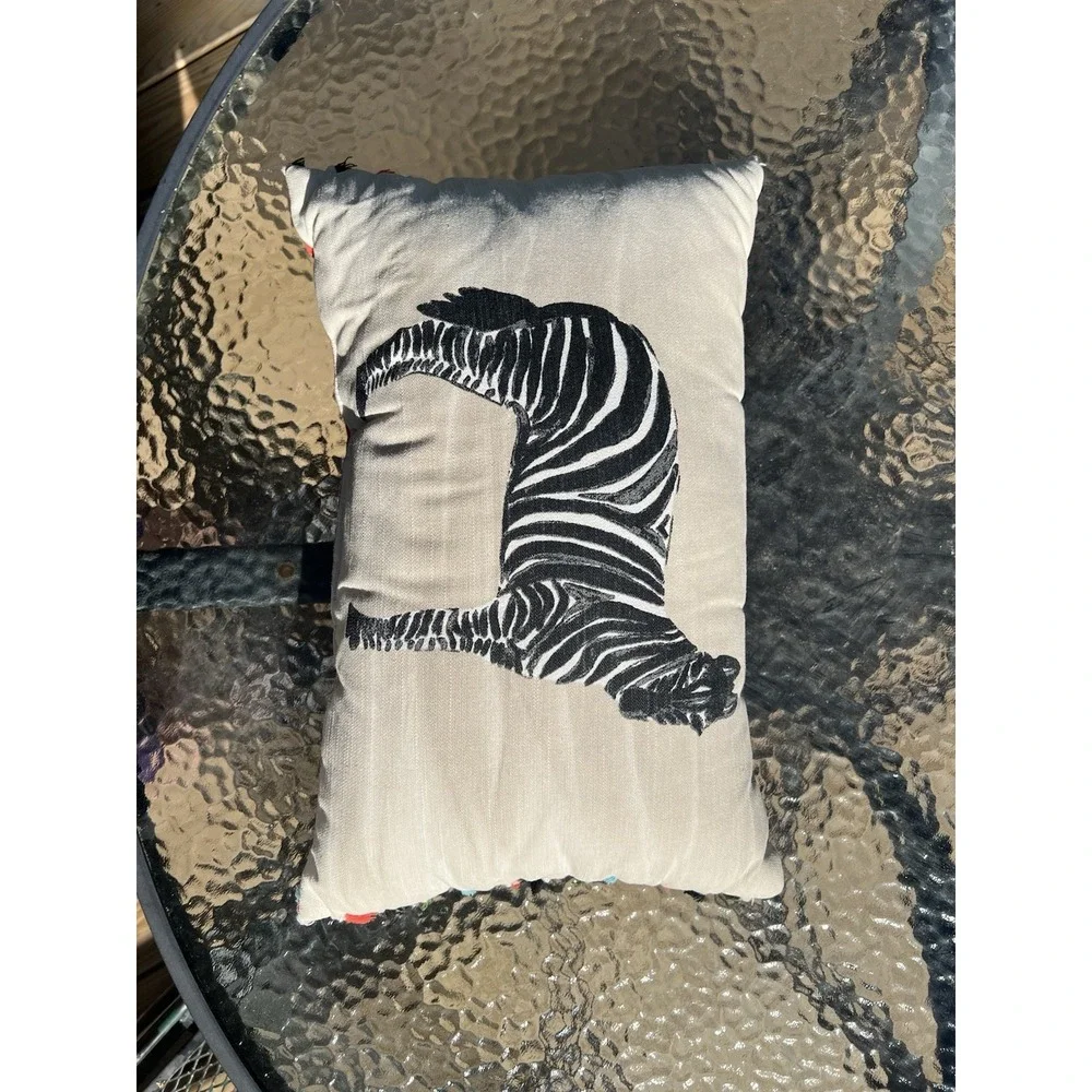Decorative Throw Pillow Zebra Stripe Safari Design Colorful Fringe